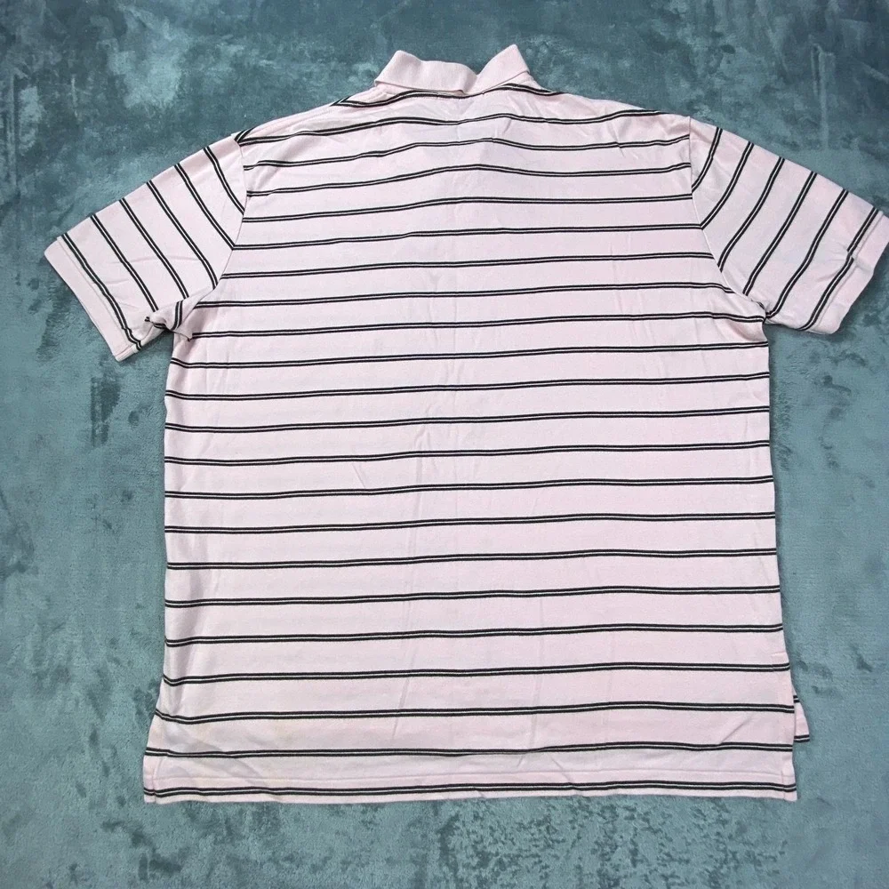 Vintage Polo Ralph Lauren Shirt XL Men Pink Stripe Golf Pony Ivy Classic Casual*